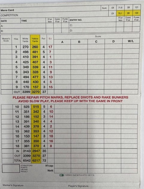 Men's White & Yellow Card